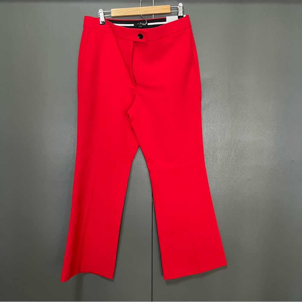 Ann Taylor Red Flared Pants High Rise Madison Full Length Size 14 Petite